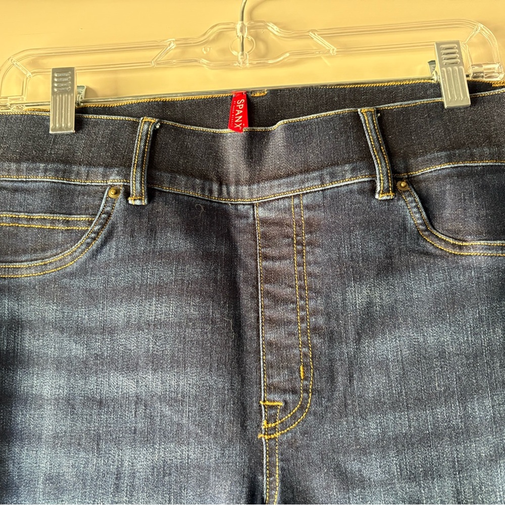 High-Rise Dark Blue Flare Jeans - Women's - Picture 5 of 7